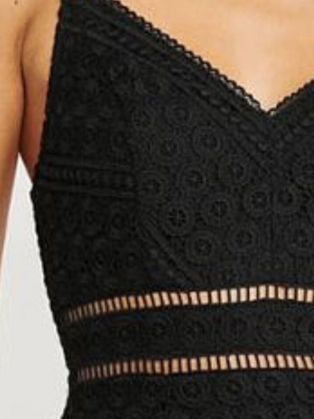 Abercrombie & Fitch Black Crochet Lace Cutout Mini Dress Size L - Picture 2 of 8